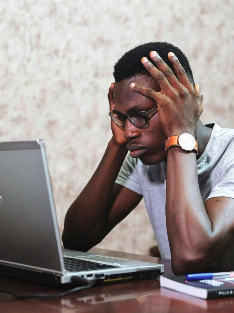 A man having trouble thinking